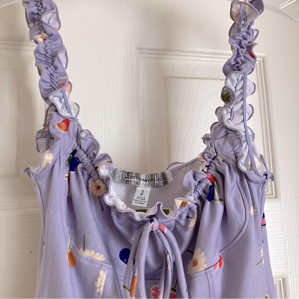 Urban Outfitters Lavender Floral Ruffled Tie-Front Tank - Picture 8 of 10